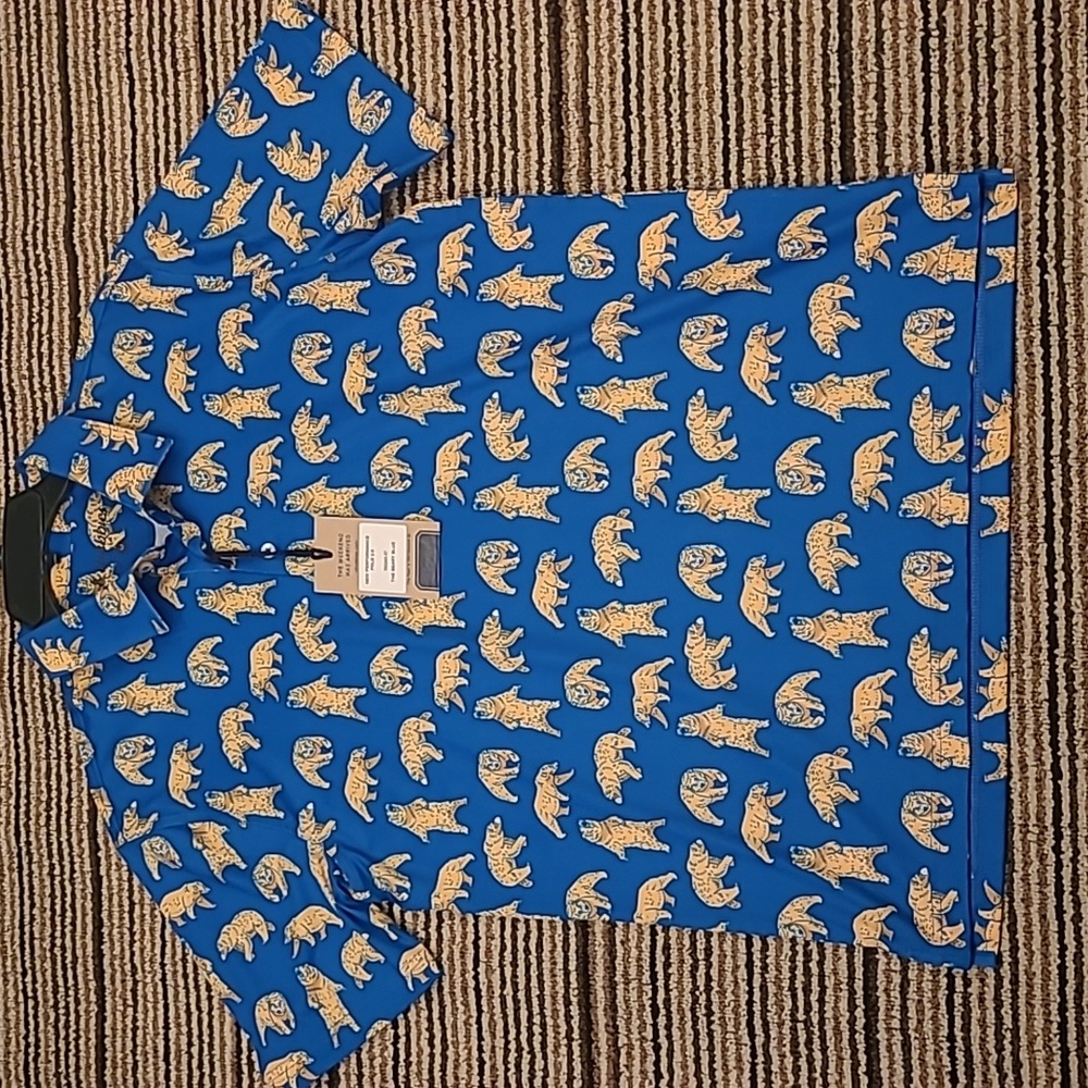 chubbies Blue Polo with Yellow Bear Print